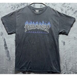 Thrasher Magazine Godzilla Charred Black & Blue Tshirt Skater Street wear. Sz. M